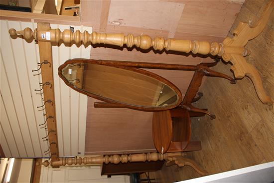 A large turned pine coat rack, W.180cm H.190cm